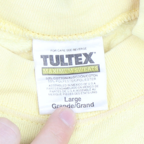 Tultex Men's Yellow Pullover Sweatshirt Large Graphic Print Vintage