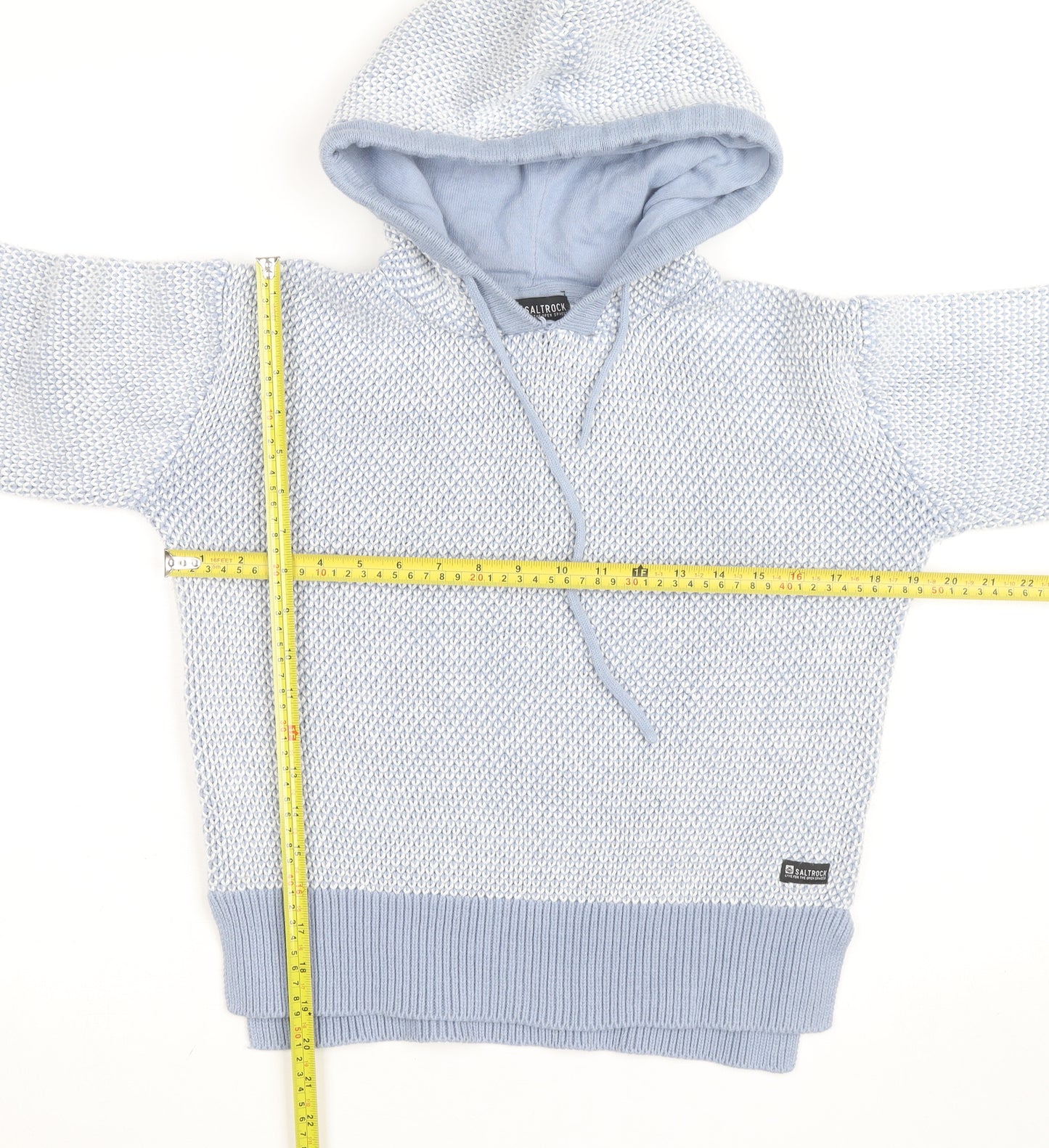 Saltrock Women's Blue Knit Pullover Hoodie Size S Cotton Blend