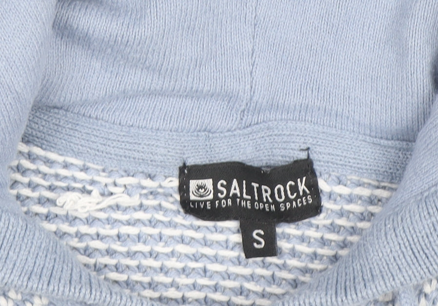 Saltrock Women's Blue Knit Pullover Hoodie Size S Cotton Blend