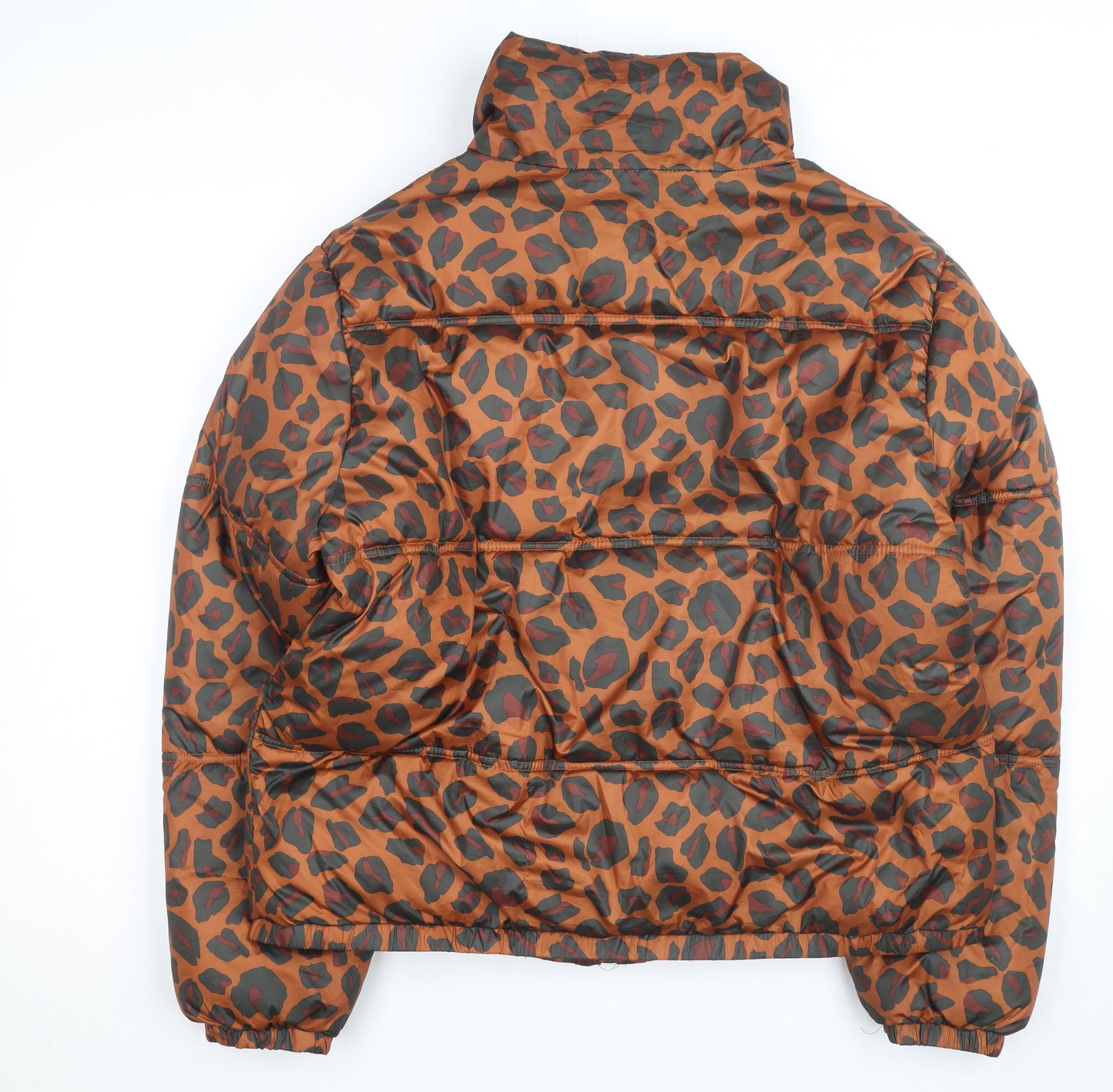 Lefties Women's Brown Leopard Print Puffer Jacket Size 14