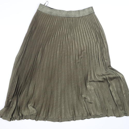 Marks and Spencer Per Una Women’s Green Midi Pleated Skirt Size 16