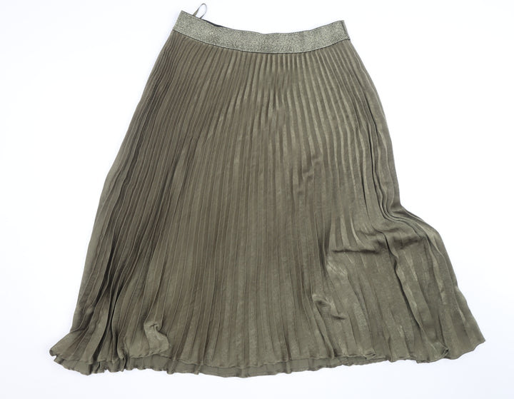 Marks and Spencer Per Una Women’s Green Midi Pleated Skirt Size 16