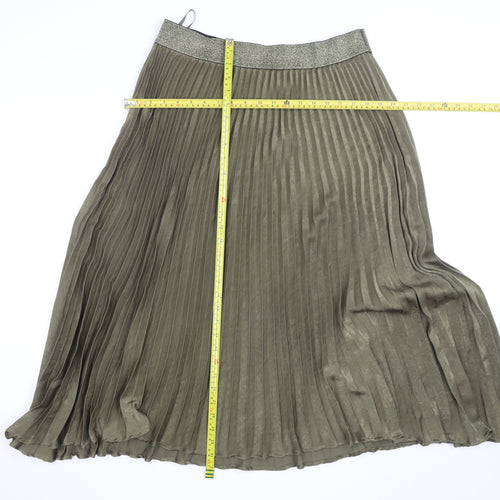Marks and Spencer Per Una Women’s Green Midi Pleated Skirt Size 16