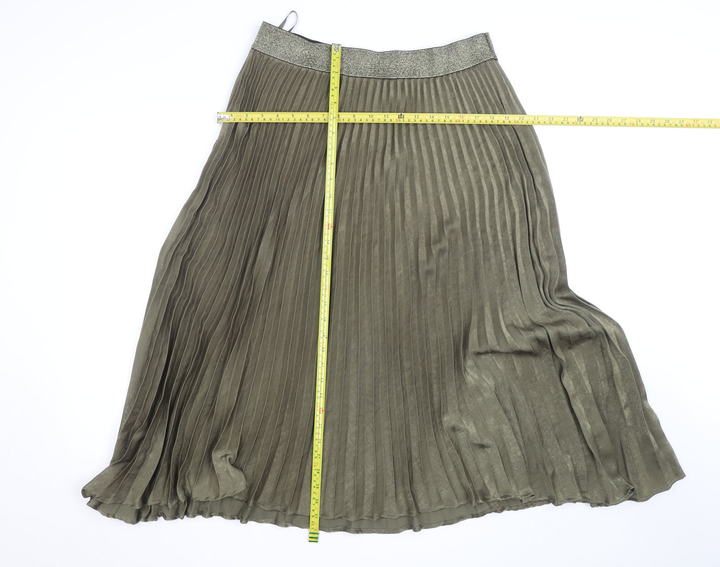 Marks and Spencer Per Una Women’s Green Midi Pleated Skirt Size 16