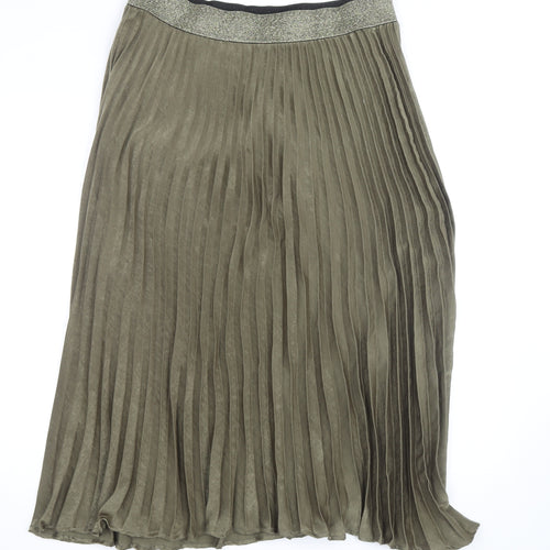 Marks and Spencer Per Una Women’s Green Midi Pleated Skirt Size 16