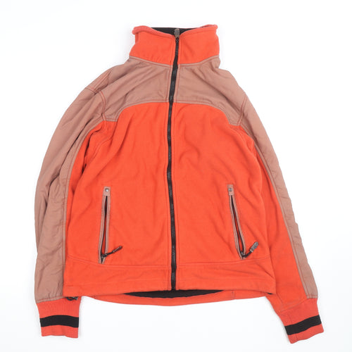Falcon Men's Orange & Brown Fleece Windbreaker Jacket Size M