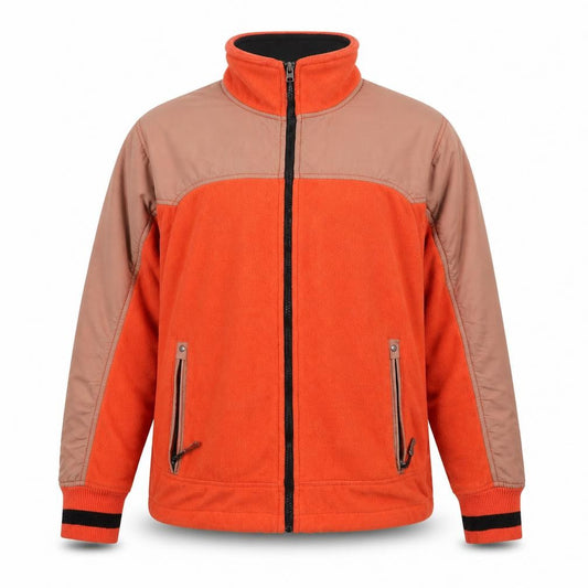 Falcon Men's Orange & Brown Fleece Windbreaker Jacket Size M