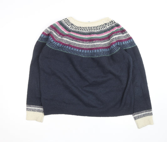 Weird Fish Women's Blue Fair Isle Wool Jumper Size 16