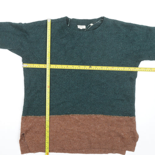 Fat Face Women's Green Brown Colour Block Wool Blend Jumper Size 12