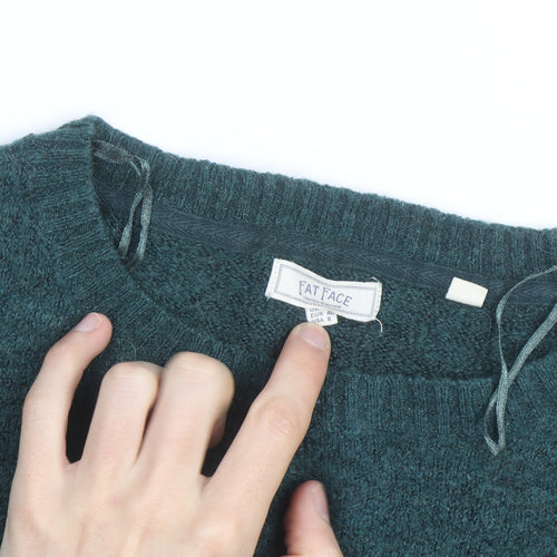 Fat Face Women's Green Brown Colour Block Wool Blend Jumper Size 12