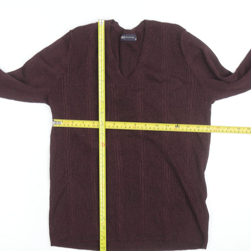 Marks and Spencer Women's Brown V-Neck Knit Jumper Size 14