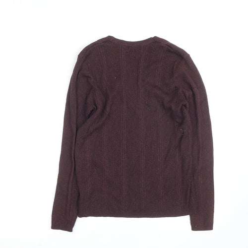 Marks and Spencer Women's Brown V-Neck Knit Jumper Size 14