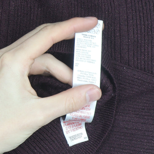 Marks and Spencer Women's Brown V-Neck Knit Jumper Size 14