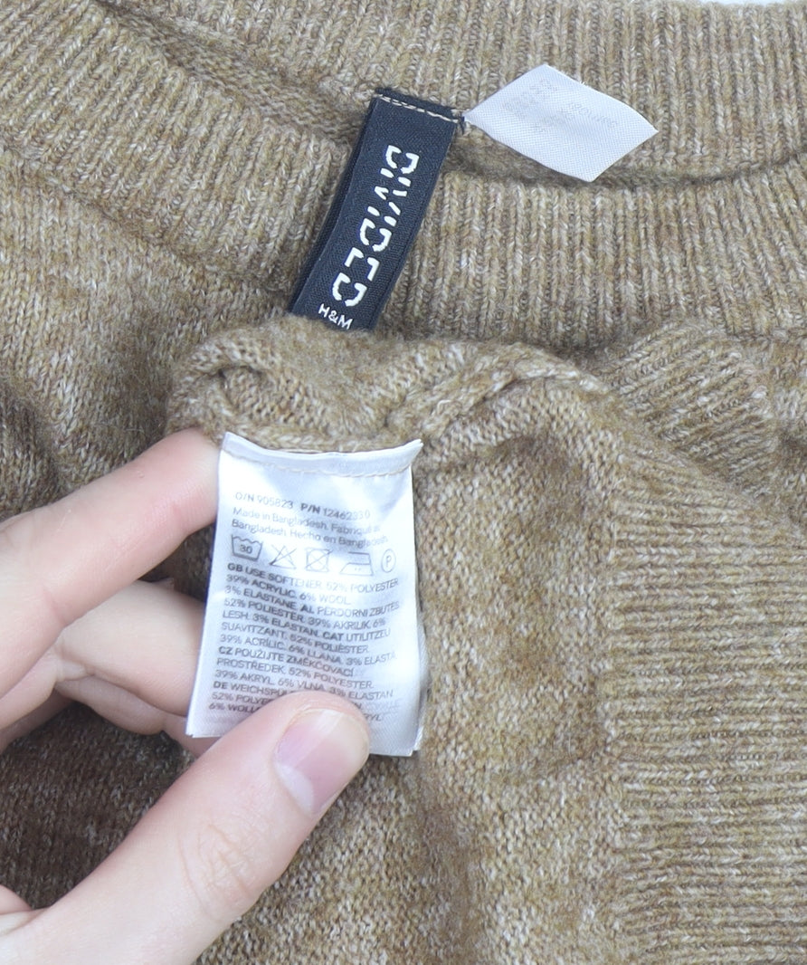 H&M Divided Women’s Beige Crew Neck Knit Jumper Size 16