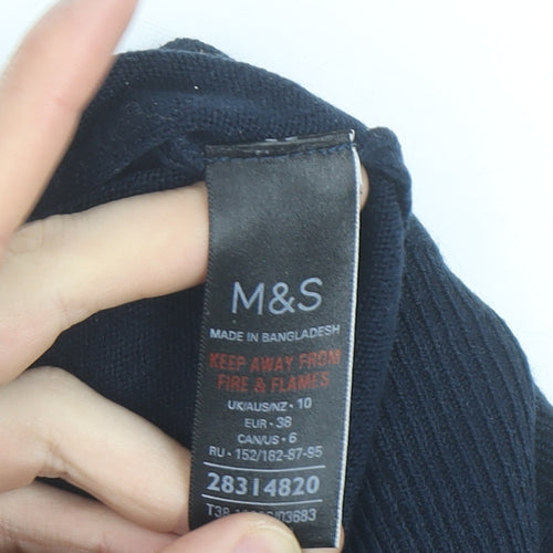 Marks and Spencer Women Blue Heart Knit Pullover Jumper Size 10