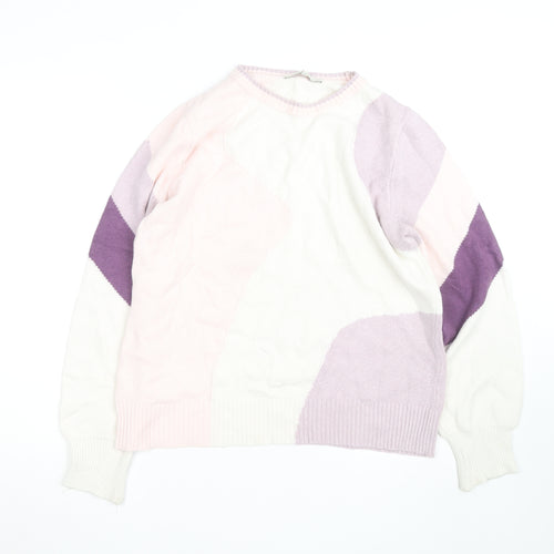 Next Women's Multicoloured Cotton Knit Crew Neck Jumper Size 14