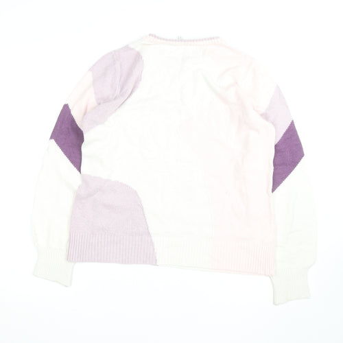 Next Women's Multicoloured Cotton Knit Crew Neck Jumper Size 14