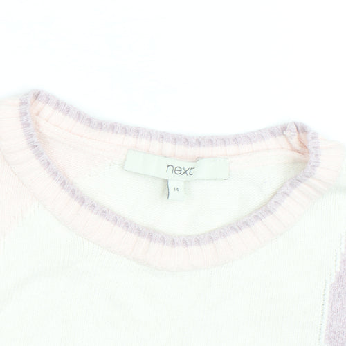 Next Women's Multicoloured Cotton Knit Crew Neck Jumper Size 14