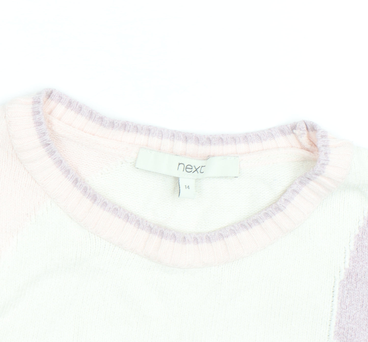 Next Women's Multicoloured Cotton Knit Crew Neck Jumper Size 14