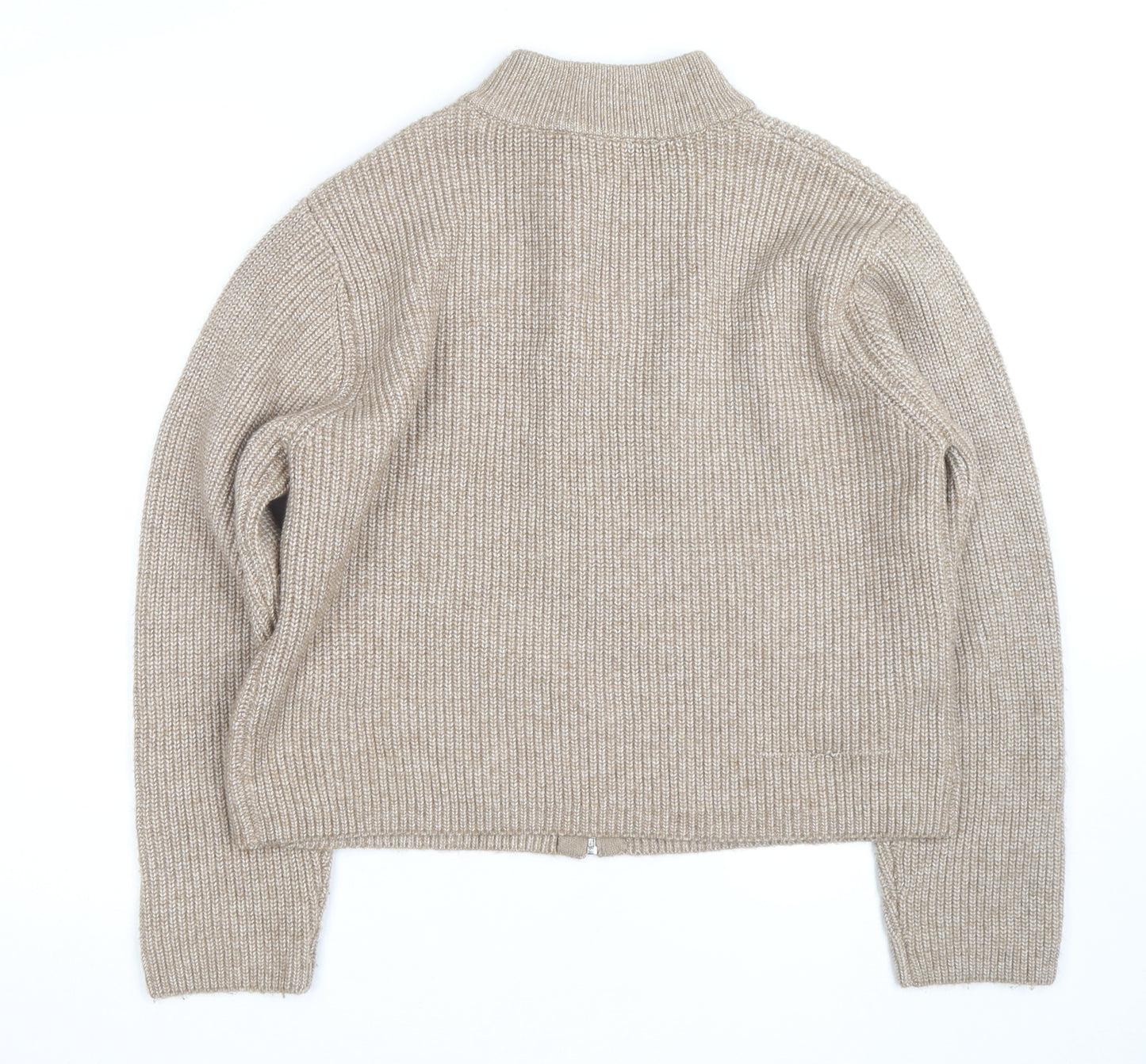 Marks and Spencer Womens Beige Full Zip Wool Blend Jumper L
