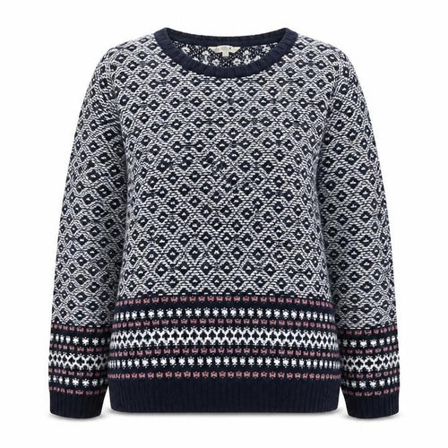 M&Co Womens Blue Fair Isle Knit Jumper Size 16 Round Neck