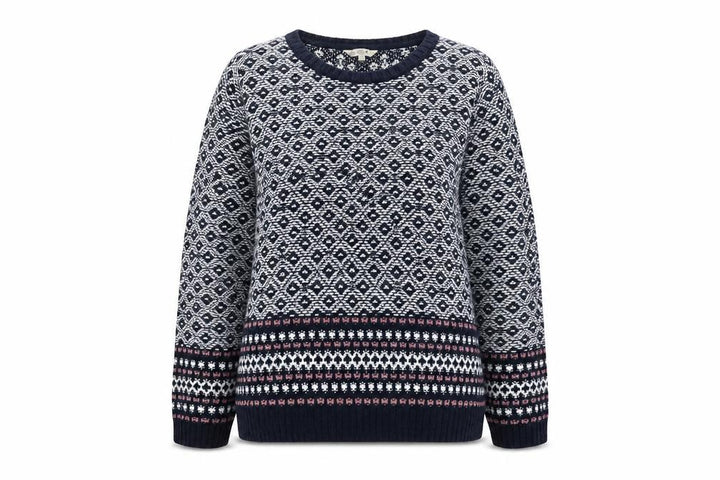M&Co Womens Blue Fair Isle Knit Jumper Size 16 Round Neck