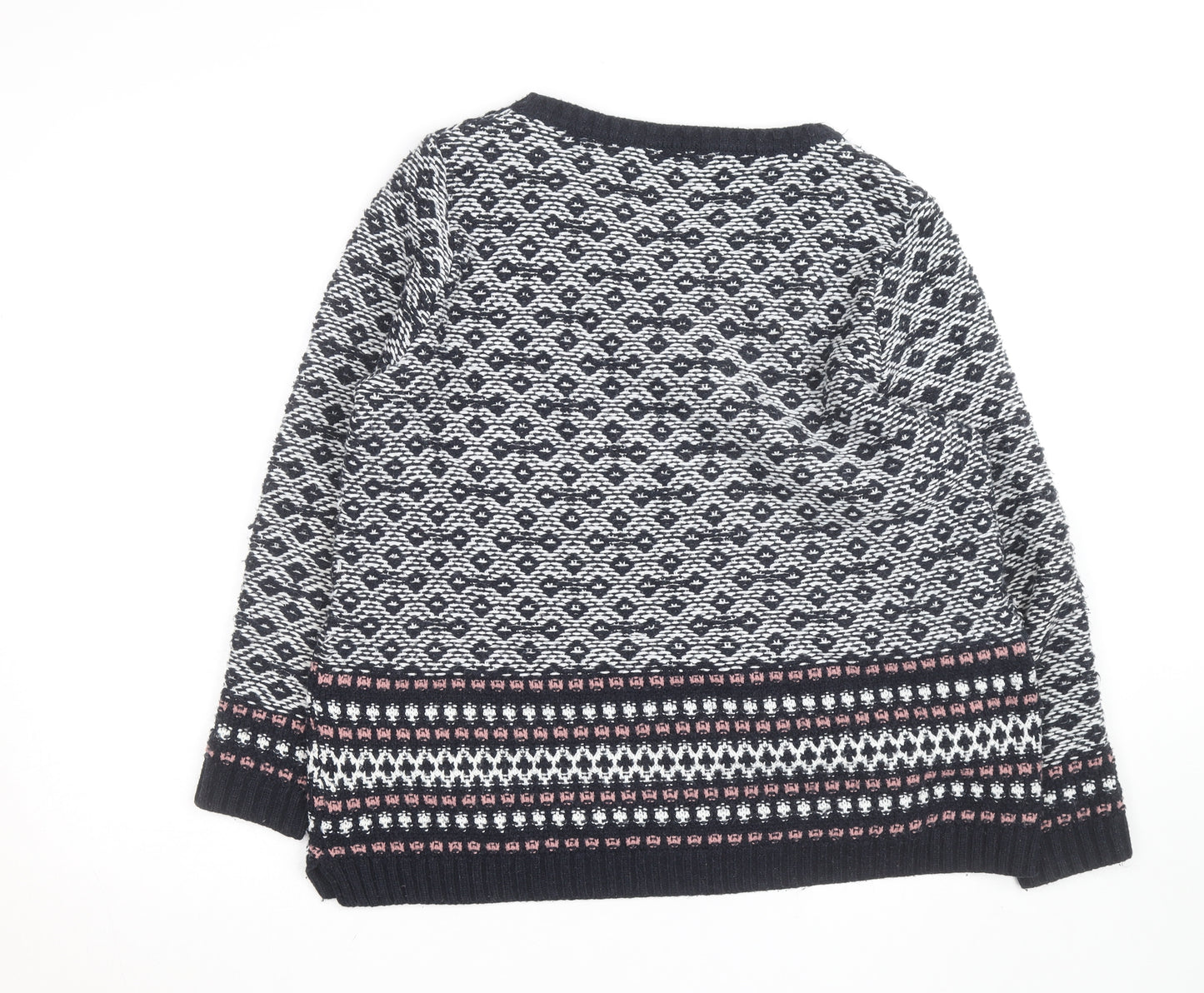 M&Co Womens Blue Fair Isle Knit Jumper Size 16 Round Neck