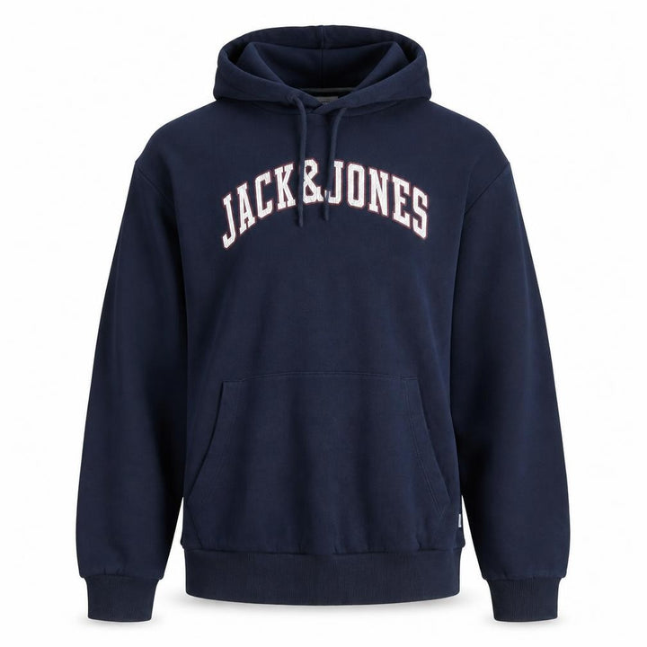 Jack & Jones Men's Blue Pullover Hoodie Size L Graphic Logo Fleece