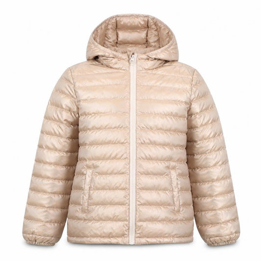 Mountain Warehouse Girls Beige Hooded Puffer Jacket 13 Years Water Resistant