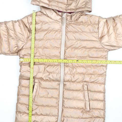 Mountain Warehouse Girls Beige Hooded Puffer Jacket 13 Years Water Resistant