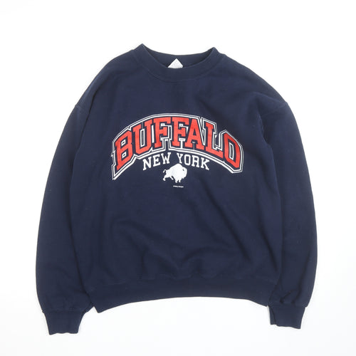 Gildan Men's Blue Buffalo New York Graphic Pullover Sweatshirt M