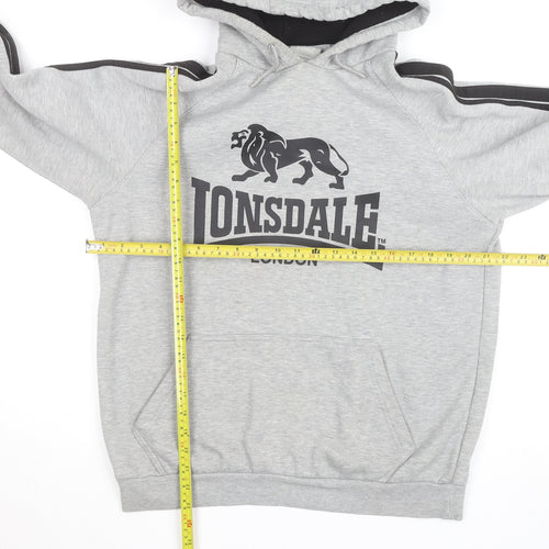 Lonsdale Men’s Grey Pullover Hoodie Medium Graphic Print Sportswear