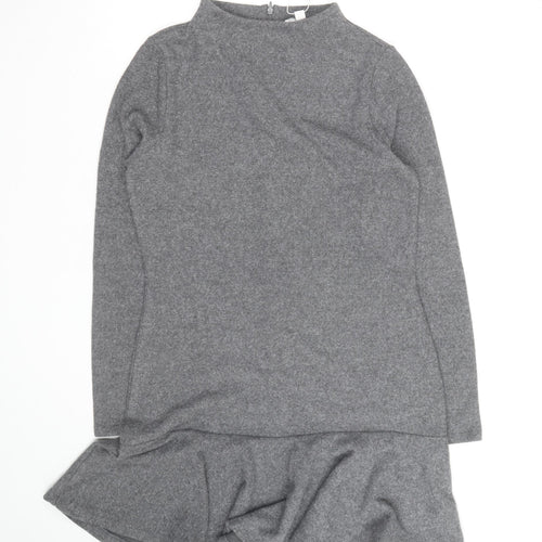 Marks and Spencer Women’s Grey Knit Shift Dress Size 8 Long Sleeve