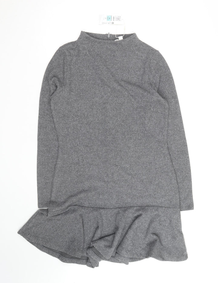 Marks and Spencer Women’s Grey Knit Shift Dress Size 8 Long Sleeve