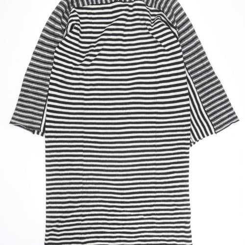 Zara Women Black Striped Wool Knit Shift Dress Size M