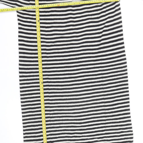 Zara Women Black Striped Wool Knit Shift Dress Size M