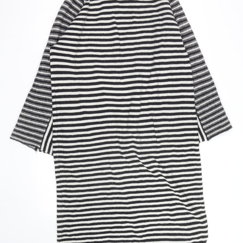 Zara Women Black Striped Wool Knit Shift Dress Size M