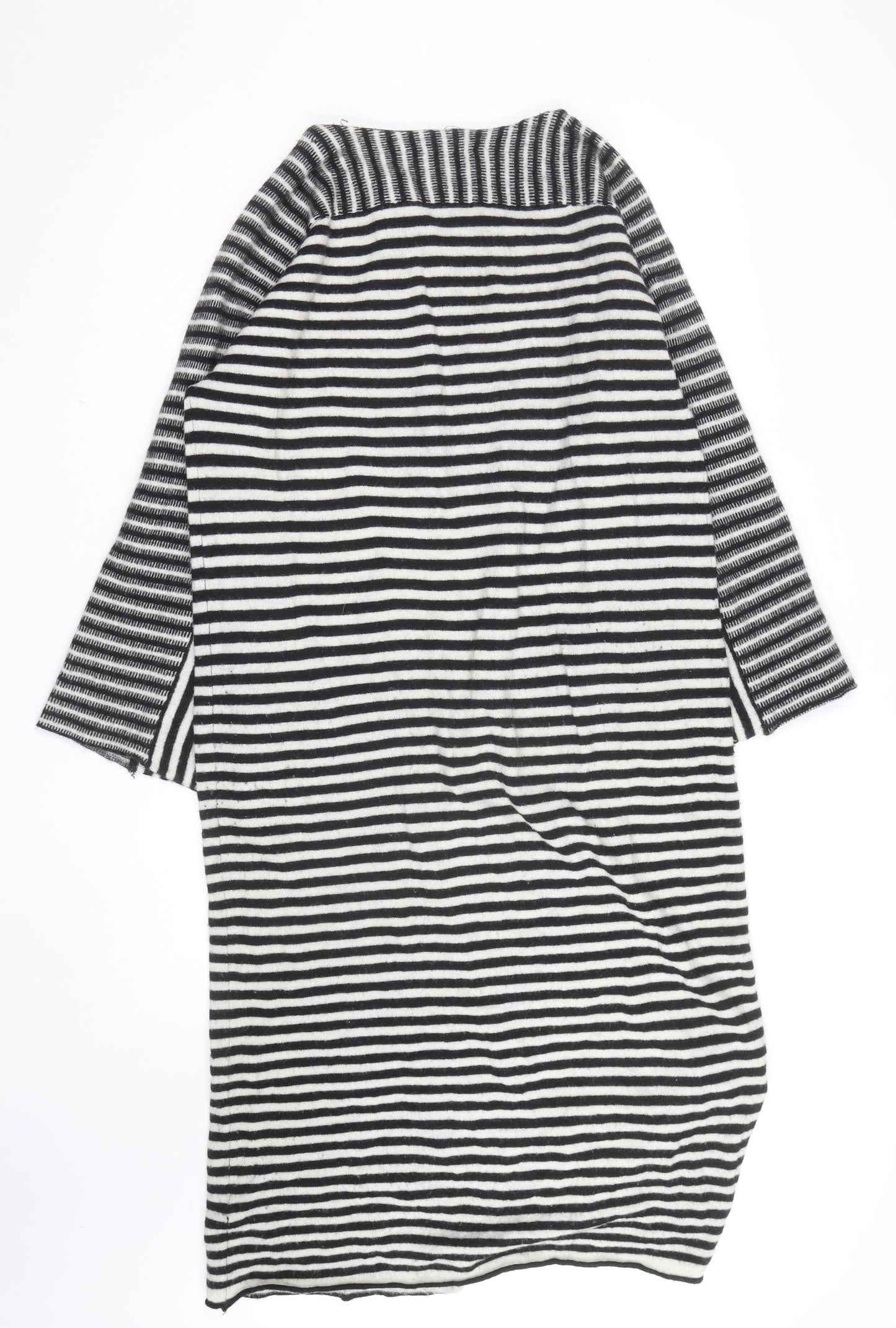 Zara Women Black Striped Wool Knit Shift Dress Size M