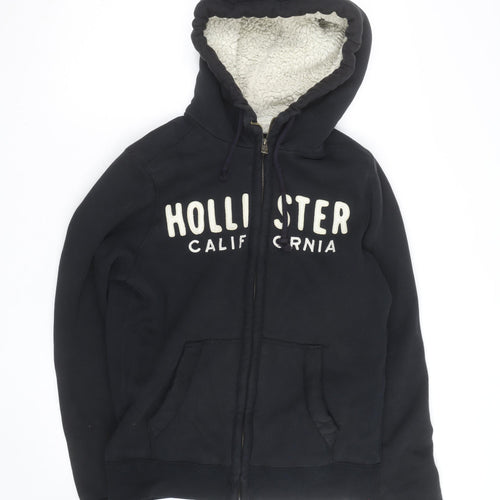 Hollister Womens Black Full Zip Hooded Fleece Lined Jumper M