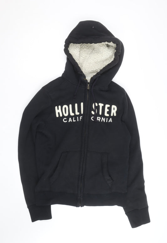 Hollister Womens Black Full Zip Hooded Fleece Lined Jumper M