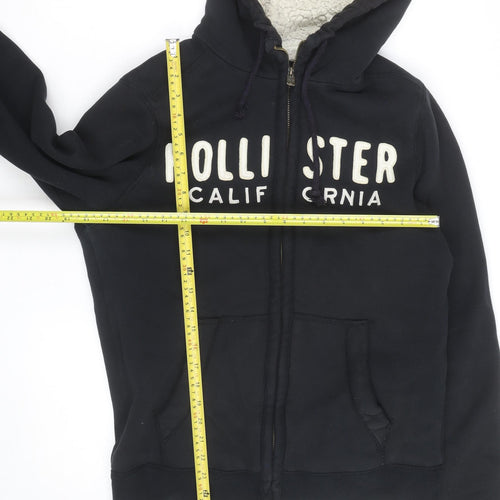 Hollister Womens Black Full Zip Hooded Fleece Lined Jumper M