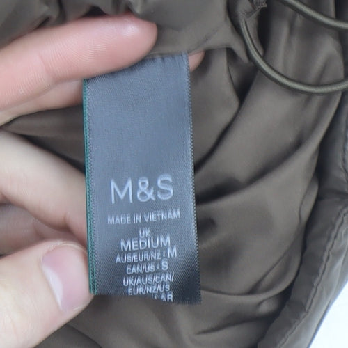 Marks and Spencer Women Brown Cropped Hooded Puffer Jacket Size M