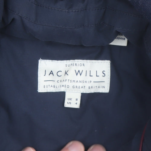 Jack Wills Women's Blue Faux Fur Hooded Puffer Gilet Size 8
