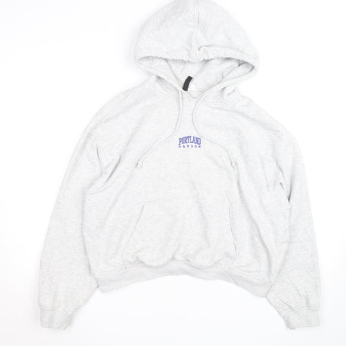 H&M Divided Womens Grey Pullover Hoodie L Portland Oregon Print