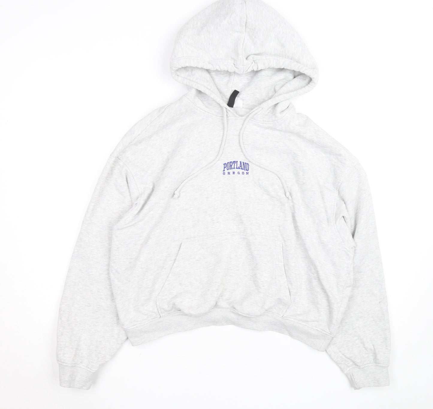 H&M Divided Womens Grey Pullover Hoodie L Portland Oregon Print