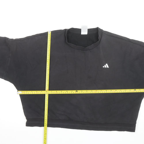 Adidas Womens Black Crop Pullover Sweatshirt Size M Relaxed Fit