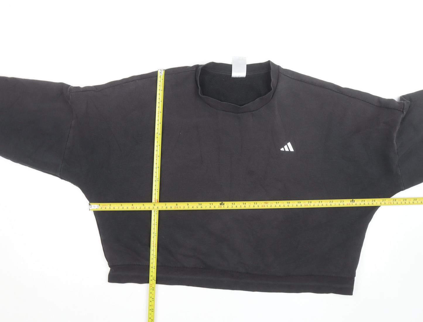 Adidas Womens Black Crop Pullover Sweatshirt Size M Relaxed Fit