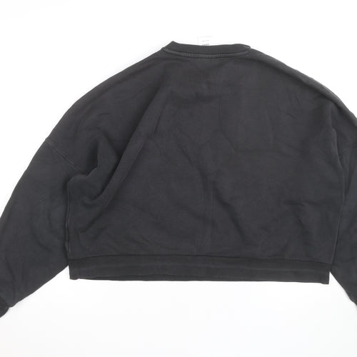 Adidas Womens Black Crop Pullover Sweatshirt Size M Relaxed Fit
