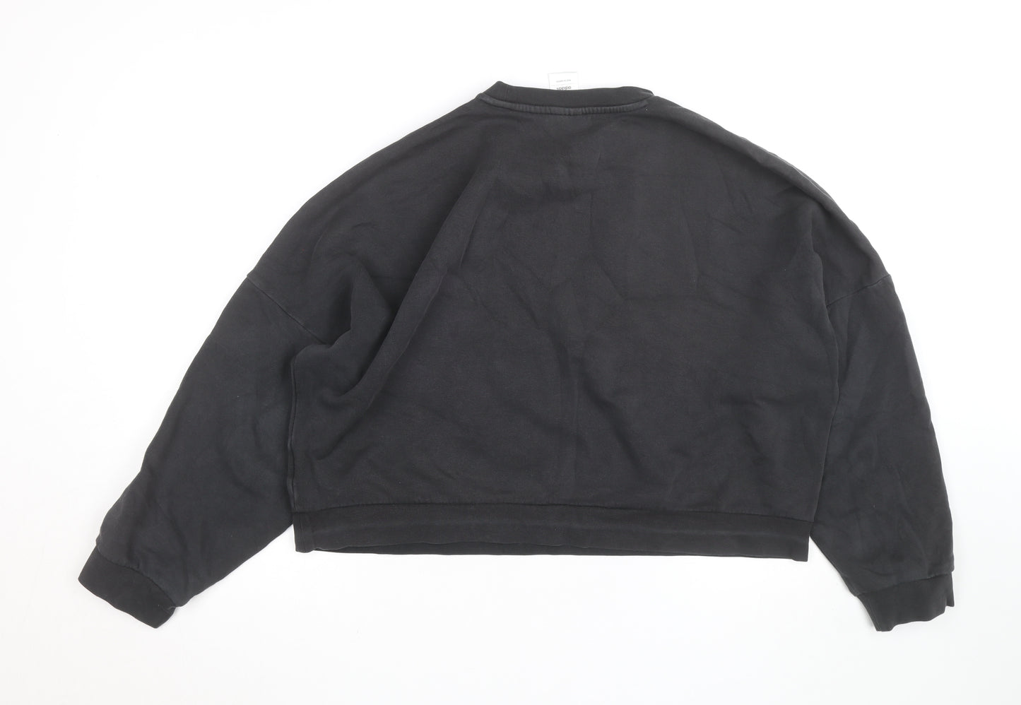 Adidas Womens Black Crop Pullover Sweatshirt Size M Relaxed Fit