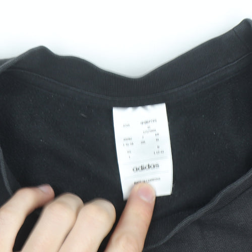 Adidas Womens Black Crop Pullover Sweatshirt Size M Relaxed Fit